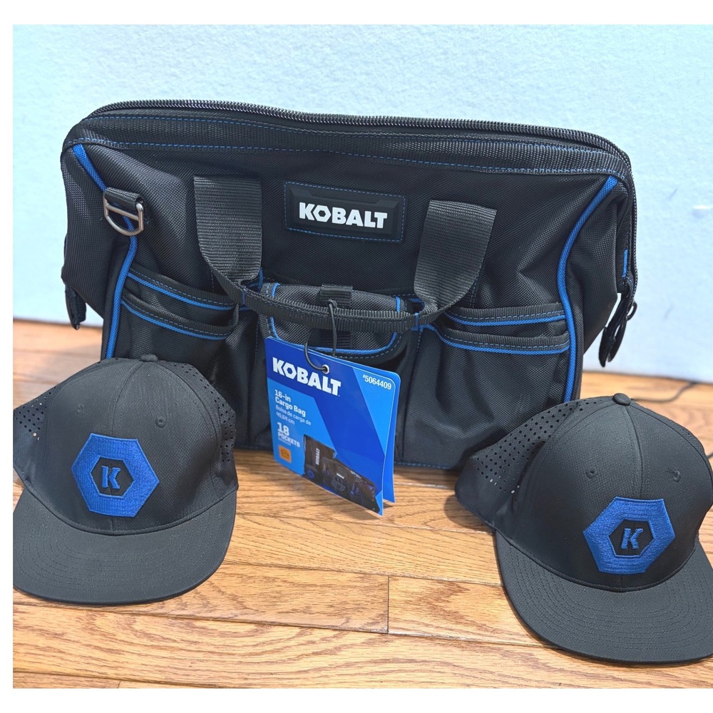 NEW Kobalt 16" Cargo/Tool Bag 18 Pocket Kit With Adjustable Cap NO Drawstring